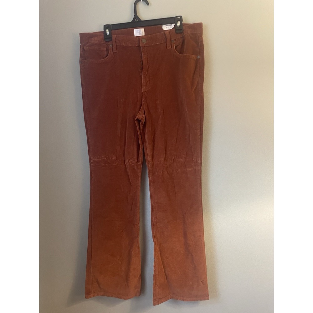 Time and Tru Womens High Rise Corduroy Flare Pants Burnt Orange 16 NWT‎